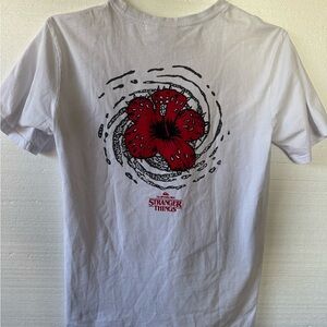 Stranger things Quiksilver White Tee with Red Graphic